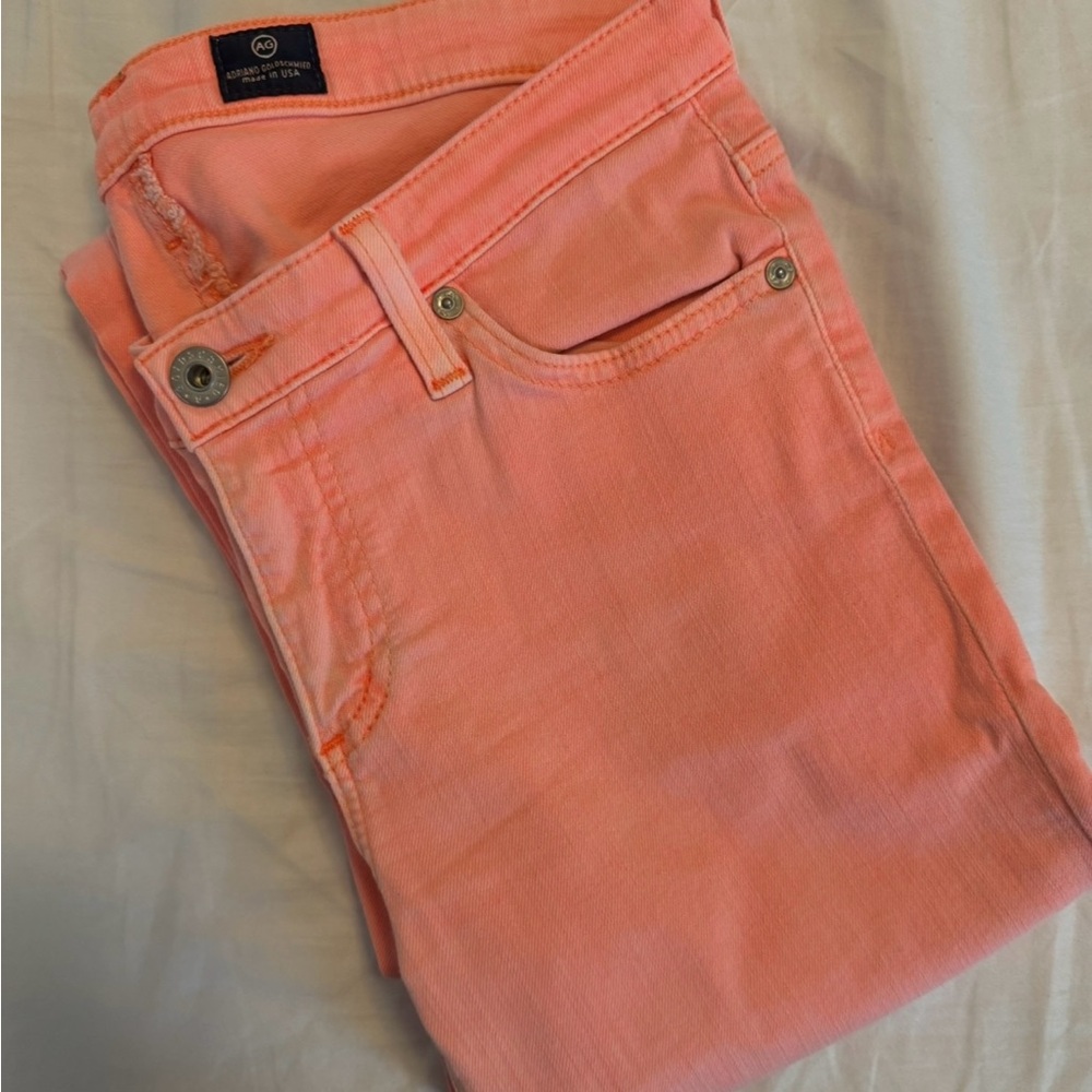 AG Skinny Pink/ Coral Denim